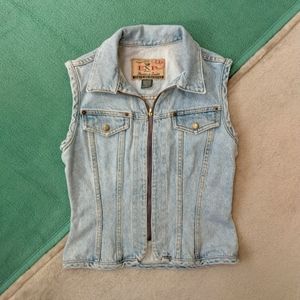 Vintage EXP Express Denim Zip Up Sleeveless Vest